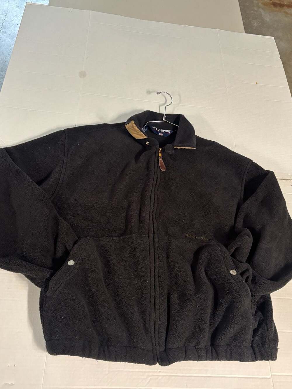 Vintage Polo Sport Ralph Lauren Fleece Jacket Black Full Zip Men’s Large